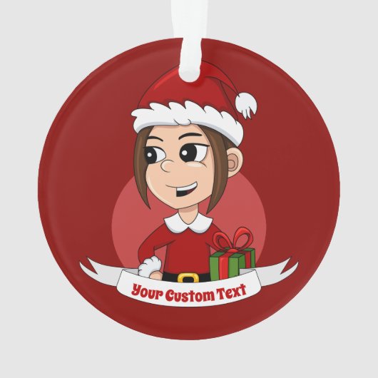 Aangepast kerstmeisje cartoon versiering ornament (achterkant)