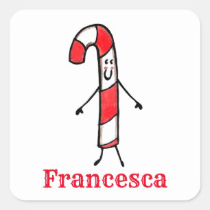 Aangepast kerstsnoepriet voor Cute Vierkante Sticker