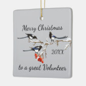 Aangepast kerstvrijwilliger voor kerstmis keramisch ornament (Links)