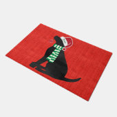 Aangepast kerstzwart labrador Holiday Red Deurmat (Schuin)