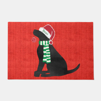 Aangepast kerstzwart labrador Holiday Red Deurmat