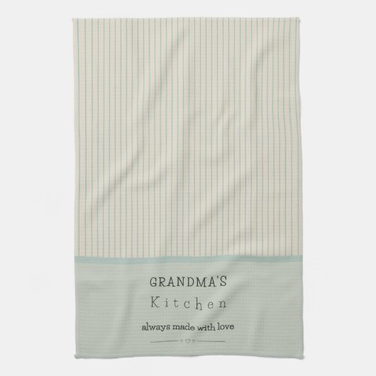 Aangepast keukencrème en Bleek blauw gestreept Theedoek (Verticaal)