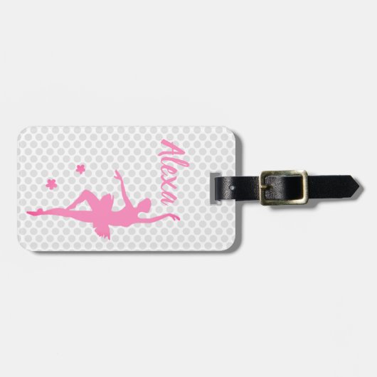 Aangepast Kind Ballerina bagagelabel Cute Pink (Voorkant horizontaal)