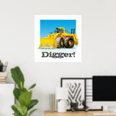 Aangepast Kinder bouwmateriaal Gele vrachtwagen Poster (Thuiskantoor)