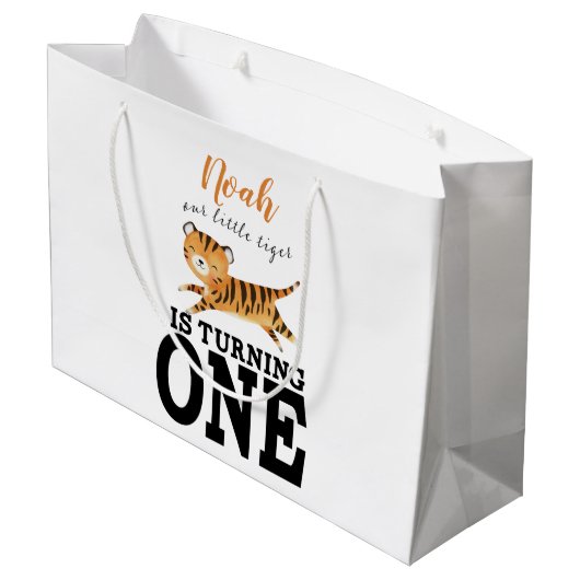 Aangepast Kinder eerste geboortedag monogram Groot Cadeauzakje (Achterkant Gekanteld)