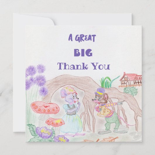 Aangepast Kinder kunstwerk, twee leuke muis, bloem (Voorkant)