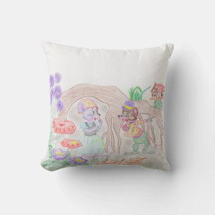 Aangepast Kinder kunstwerk, twee leuke muis, bloem Kussen