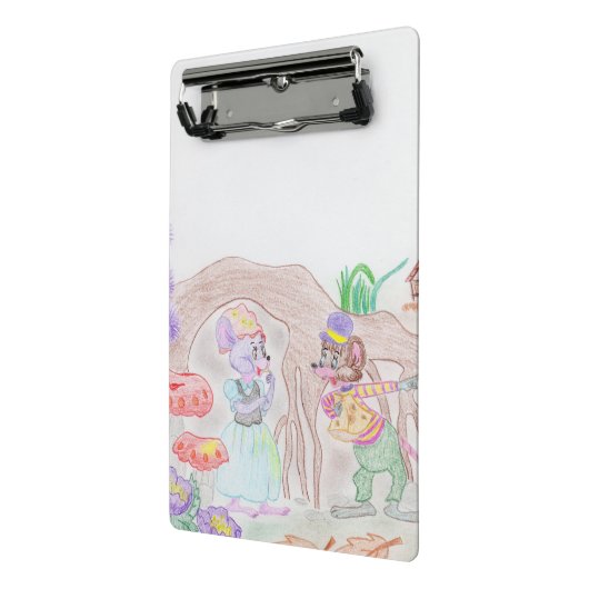 Aangepast Kinder kunstwerk, twee leuke muis, bloem Mini Klembord (Angled2)