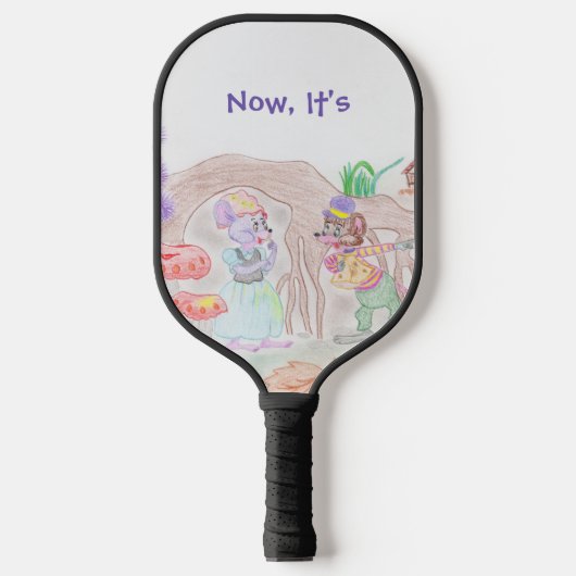 Aangepast Kinder kunstwerk, twee leuke muis, bloem Pickleball Paddle (Voorkant)