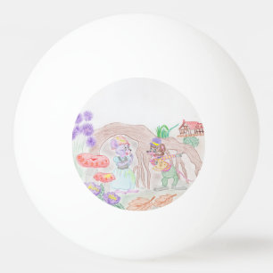 Aangepast Kinder kunstwerk, twee leuke muis, bloem Pingpongballen