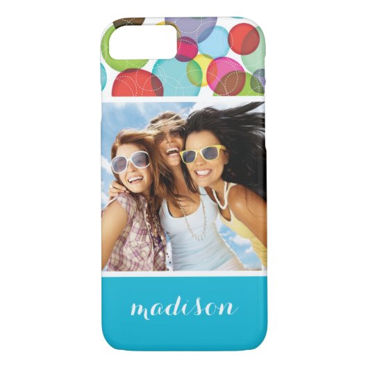Aangepast kinder patroon met foto- en naamronden 2 Case-Mate iPhone case (Achterkant)