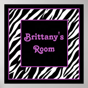 Aangepast Kinder wanddecor - Zebra en Paars Poster