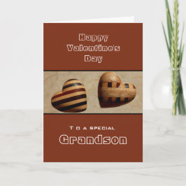 Aangepast/kleinzoon Happy Valentine's Day Wood Hea Feestdagen Kaart