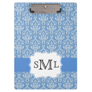 Aangepast klembord blauw Damask Monogram