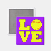 Aangepast kleurensoftball Love Fridge Magnet Magneet (Voorkant / Achterkant)