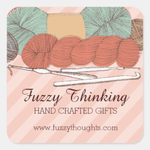 aangepast kleurgaren schuint haksteenkoraal vierkante sticker