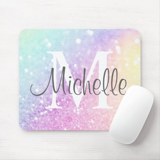 Aangepast kleurig glitter Iridescent Elegant Muismat (Met muis)