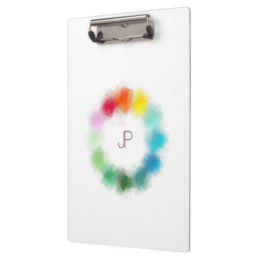 Aangepast kleurig monogram Moderne Elegant Sjabloo Klembord (Links)
