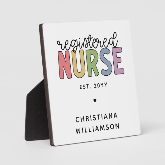 Aangepast kleurrijk geregistreerd zurenRN Afstuder Fotoplaat (Voorkant)