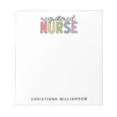 Aangepast kleurrijk geregistreerd zurenRN Afstuder Notitieblok (Voorkant)