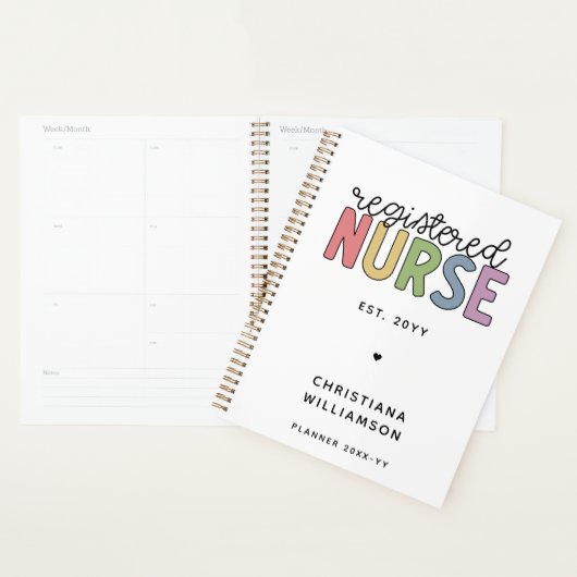 Aangepast kleurrijk geregistreerd zurenRN Afstuder Planner (Display)