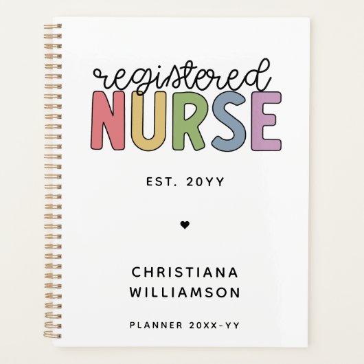 Aangepast kleurrijk geregistreerd zurenRN Afstuder Planner (Voorkant)