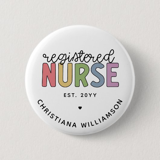 Aangepast kleurrijk geregistreerd zurenRN Afstuder Ronde Button 5,7 Cm (Voorkant)