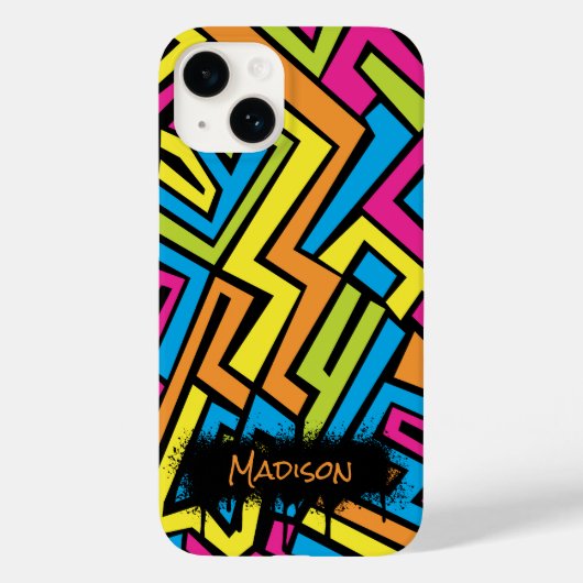 Aangepast kleurrijk Neon Graffiti Street Art Patro Case-Mate iPhone Case (Achterkant)