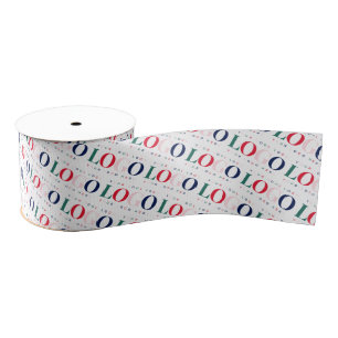 Aangepast kleurrijk rechthoekpatroon Logo herhalen Grosgrain Lint
