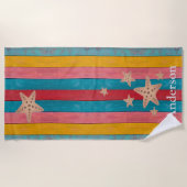 Aangepast kleurrijk strand Rustige houtsnij Strandlaken (Voorkant)