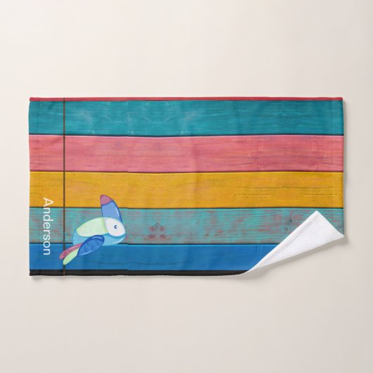 Aangepast, kleurrijk toucum om Rustisch hout te be Bad Handdoek (Handdoek)