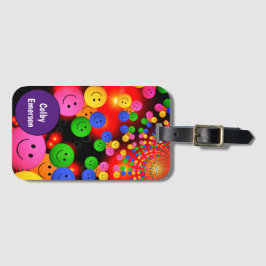 Aangepast, kleurrijke, fijne glimlach Paarse bubbe Bagagelabel