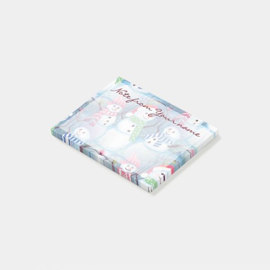 Aangepast Knuffelig Leuke Grappige Kerstman Sneeuw Post-it® Notes (Schuin)