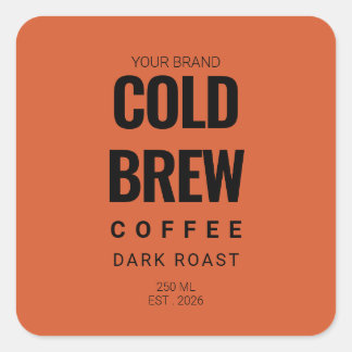 Aangepast koffie-etiketsticker voor Cold Brew-verp Vierkante Sticker