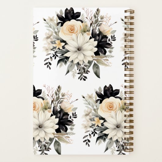 Aangepast kookboek met B&W Bloemen Notitieboek (Achterkant)