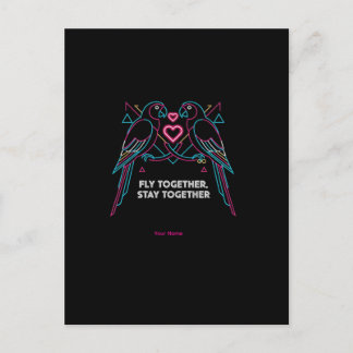 Aangepast koppel jubileum neon papegaaien winter h briefkaart