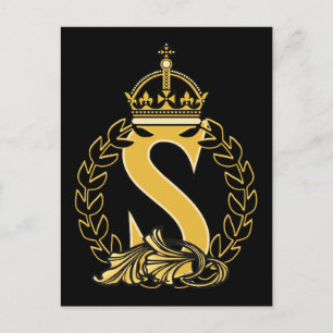 Aangepast kroonmonogram - S Briefkaart