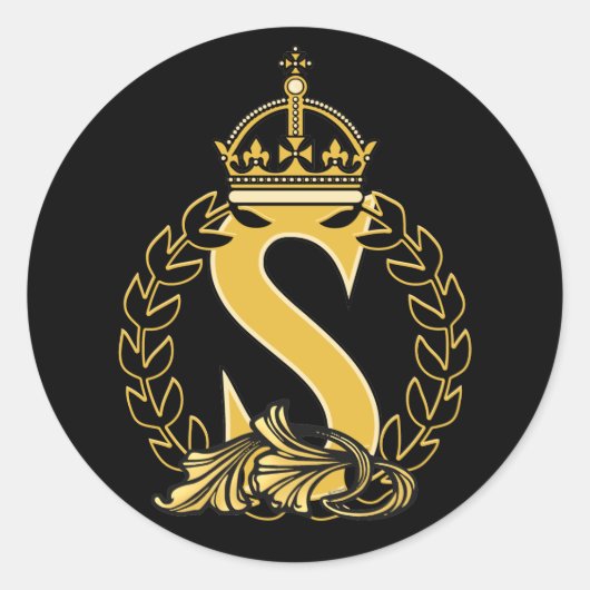 Aangepast kroonmonogram - S Ronde Sticker (Voorkant)