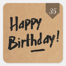 aangepast label AGE Birthday - Mannen bijtend hout