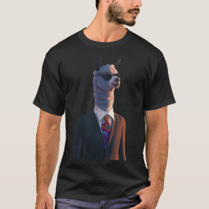 Aangepast lama pak zwarte zonnebril grappig t-shirt