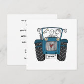 Aangepast land bruiloft blauwe tractor uitnodiging (Voorkant / Achterkant)