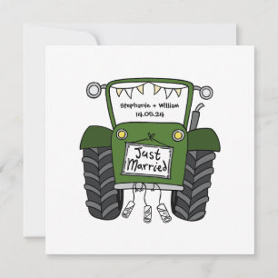 Aangepast Land Bruiloft Groene Tractor uitnodiging