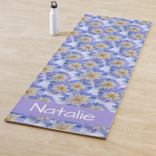 Aangepast lavendel beige madeliefje bloempatroon yogamat
