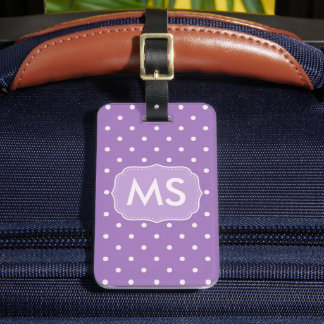 Aangepast lavendel paars wit polka stippen ontwerp bagagelabel