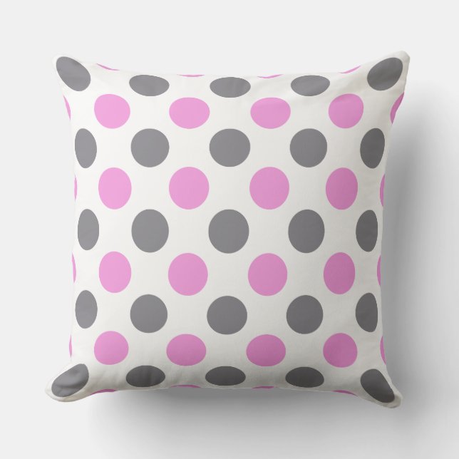 Aangepast lavender Grey Large Polka Dot Pillow Kussen (Voorkant)