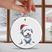 Aangepast leuk oude Engelse schaapshond Kerst hond Keramisch Ornament