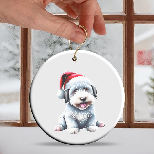 Aangepast leuk oude Engelse schaapshond Kerst hond Keramisch Ornament