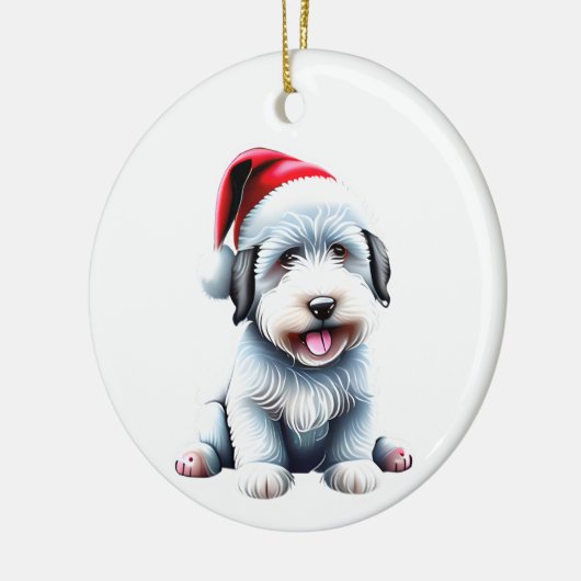 Aangepast leuk oude Engelse schaapshond Kerst hond Keramisch Ornament (Links)