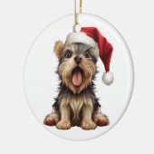 Aangepast leuk Yorkshire Terrier Kerst hond Keramisch Ornament (Links)