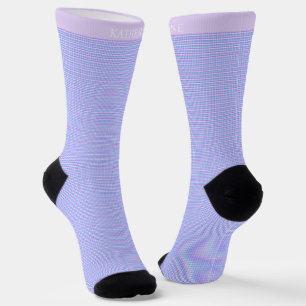 Aangepast Licht Blauw Roze Paars Geruit Patroon Sokken